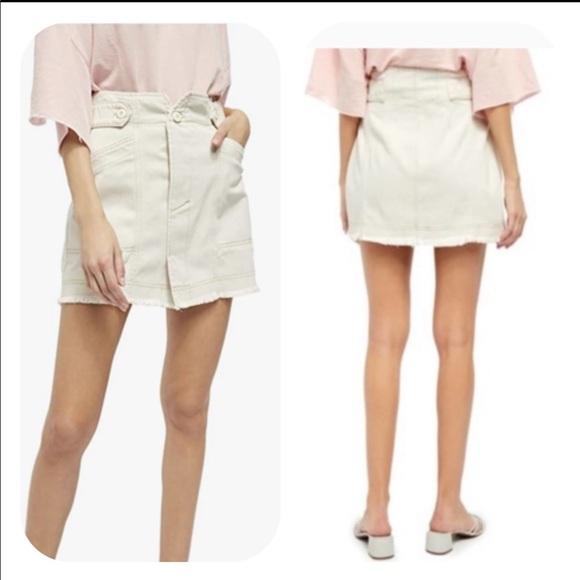 Free People Alpha Utility Raw Edge Mini Skirt in Salt - Picture 1 of 10